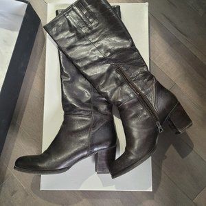 Tall Dark Brown Leather Boots